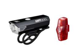 Cateye AMPP200/VIZ100 Juego De Iluminaci&oacute;n LED Bater&iacute;a - Negro